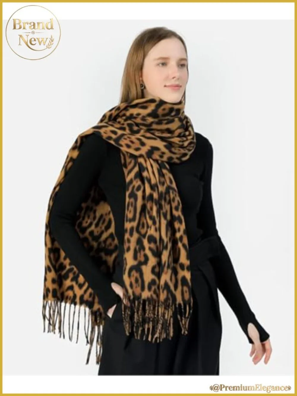 Leopard Print Winter Scarf Shawl Wrap Large Thick Polyester Neck Warmer